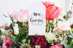 Free photo mothers day background with tag on flowers