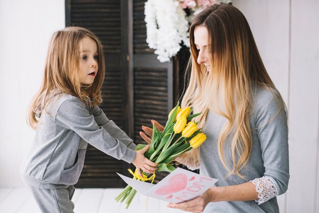 Mothers day concept with mother and daughter