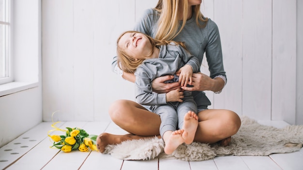 Mothers day concept with mother and happy daughter