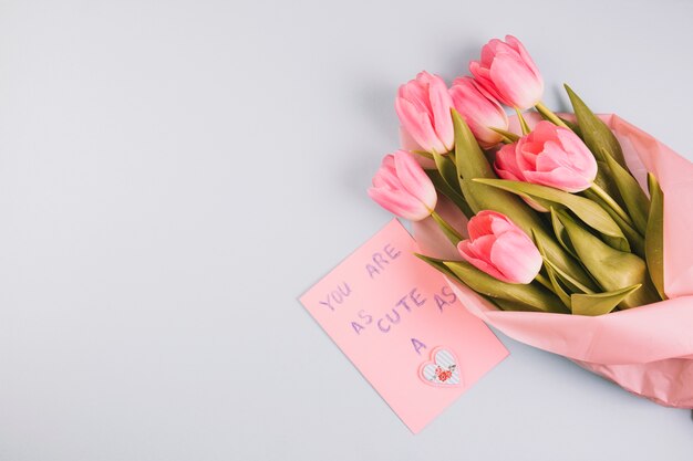 Mothers day concept with pink rose bouquet