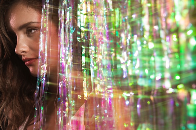 Motion blur of a woman looking away portrait