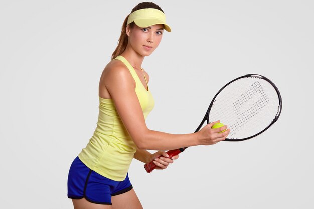 Motivated active experienced lovely female tennis player