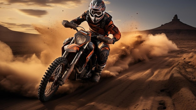 Free photo motocross bikers racing across the desert