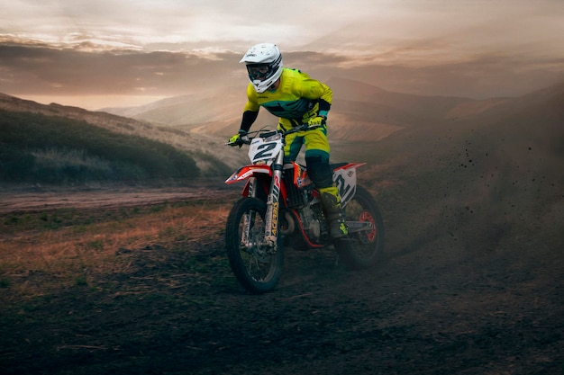 Motocross rider in action Motocross sport Moto sport