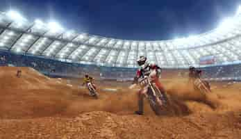 Free photo motocross rider in action motocross sport