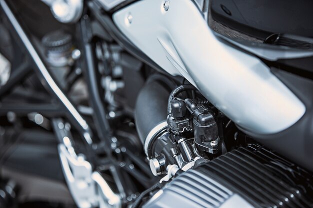 Motorcycle luxury items close-up: Motorcycle parts