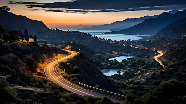 Foto gratuita paesaggio stradale di montagna