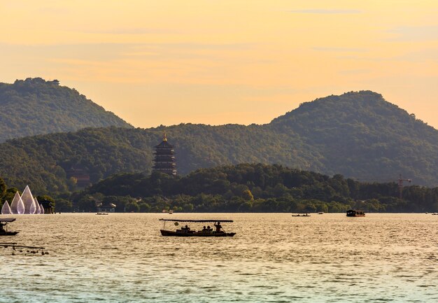 mountain and lake