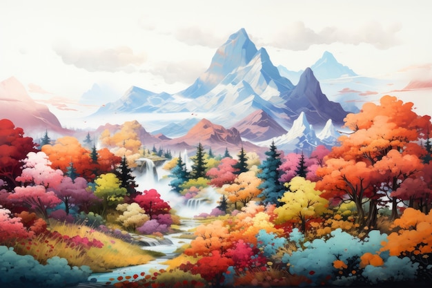 Mountain landscape with fantasy style scene