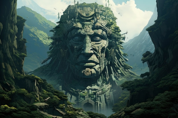 Mountain landscape with fantasy style scene