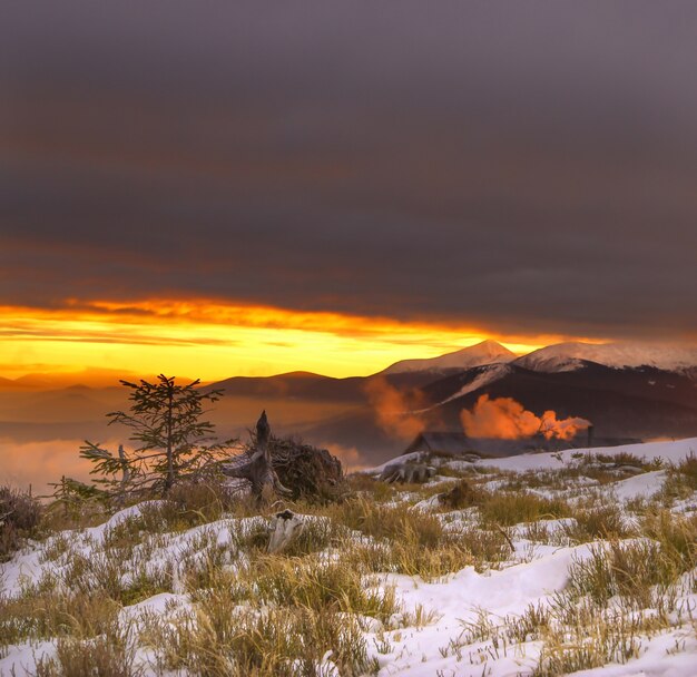 mountain in night