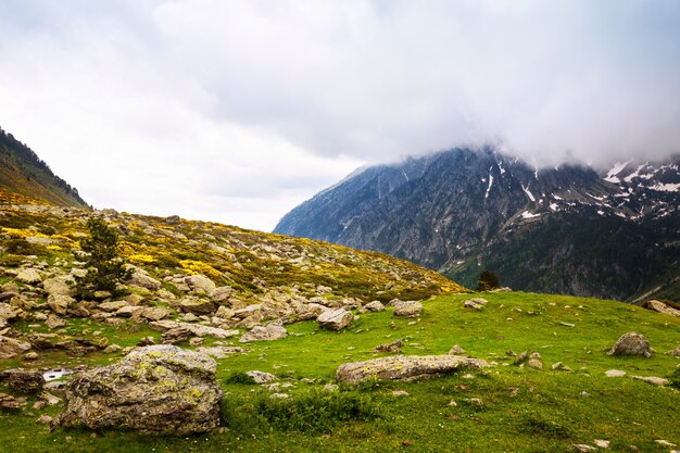 mountain pass in cloudy day