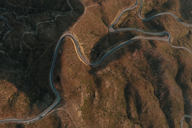 Mountain path road on panoramic landscape