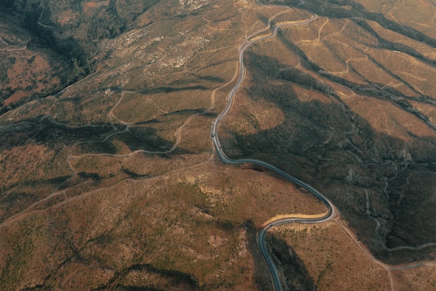 Mountain path road on panoramic landscape