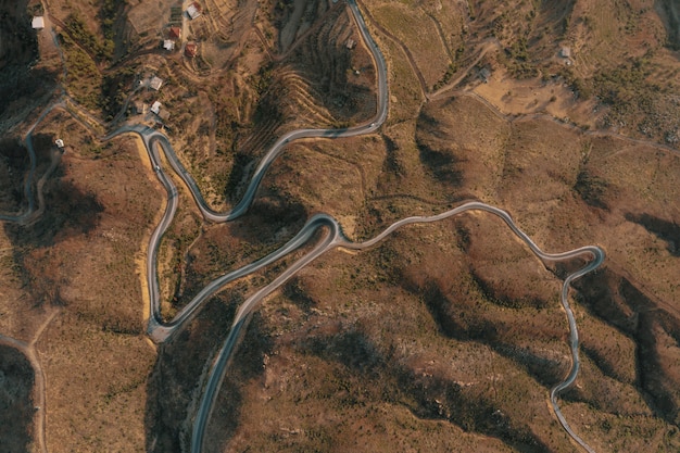 Mountain path road on panoramic landscape