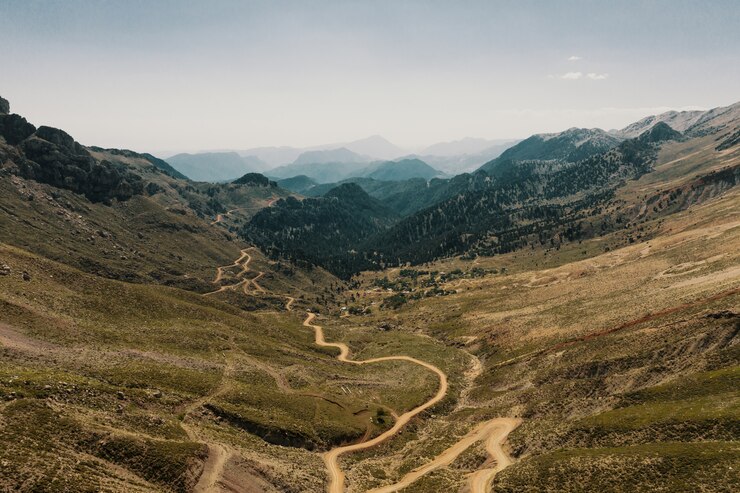 Free Photo mountain path road panoramic landscape