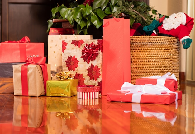 Mountain of presents under the christmas tree