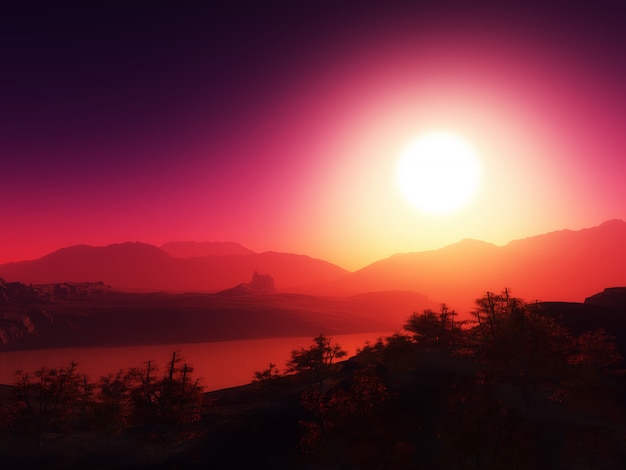 Foto gratuita catena montuosa contro un cielo al tramonto