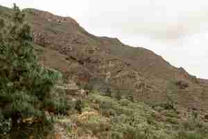 Free photo mountain relief with cloudy sky