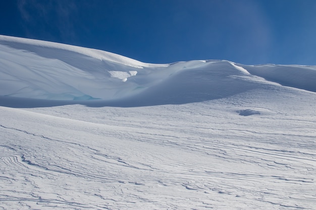 Mountain summit covered with snow in the winter