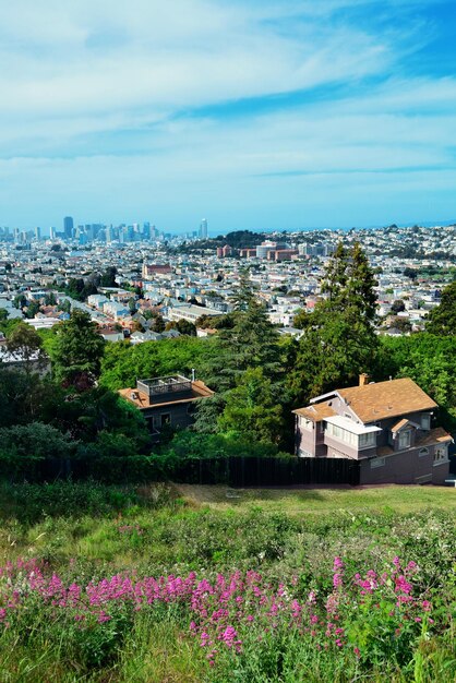 Mountain top view of San Francisco downtown