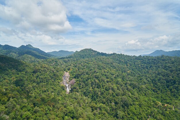 Mountain with trees seen from above
