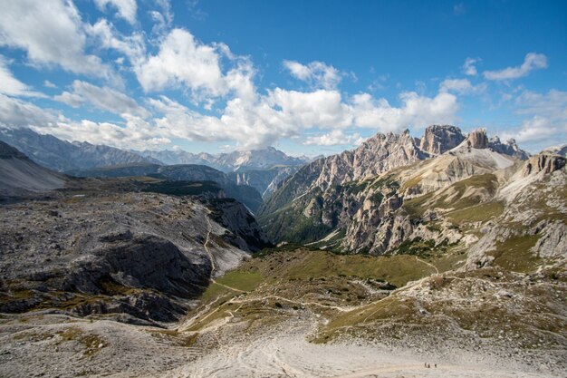 Mountainous landscape in Three Peaks Nature Park in Italy