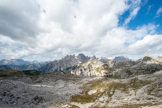 Mountainous landscape in Three Peaks Nature Park in Italy