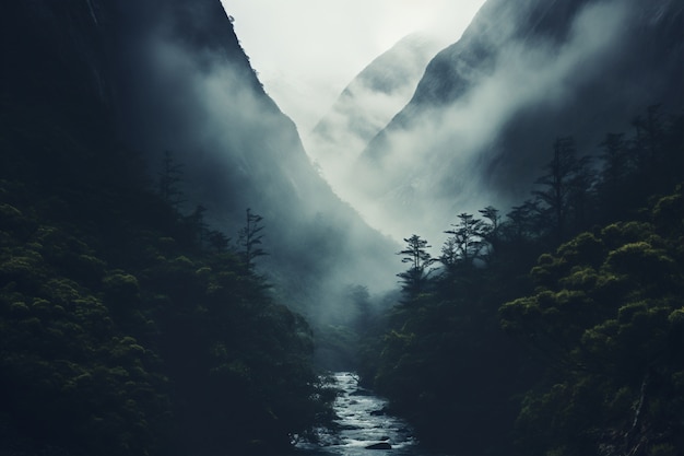 Foto gratuita paesaggio montano della natura con il fiume