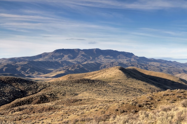 mountains under the clear blue sky