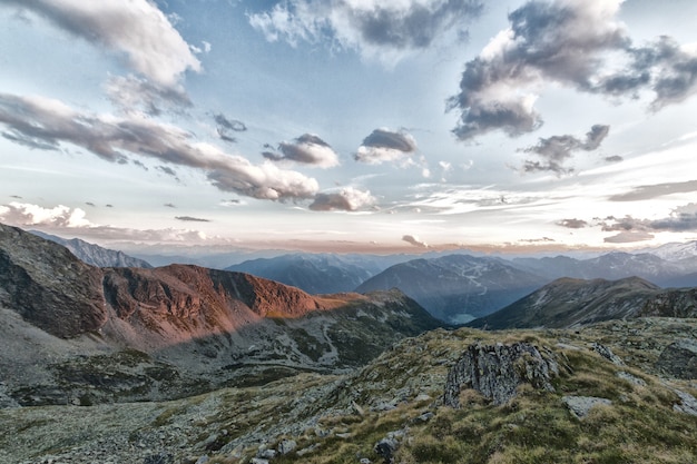 Mountains and cloudy sky