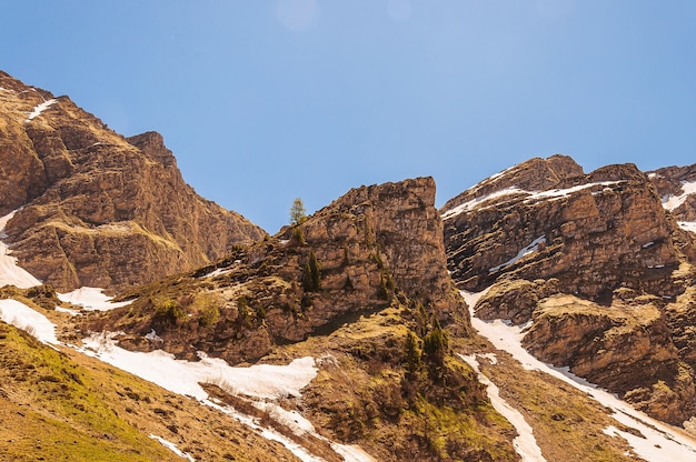 Mountains covered in snow in Swiss Alps, Switzerland