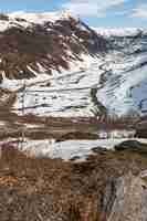 Free photo mountains, snow-covered fjord