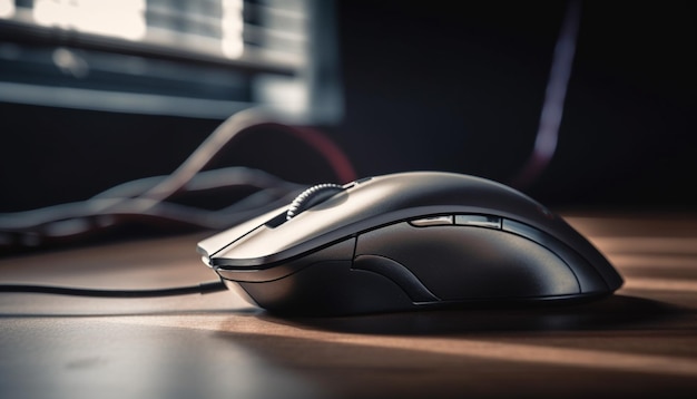 Foto gratuita mouse e tastiera su sfondo scuro della scrivania generato dall'intelligenza artificiale