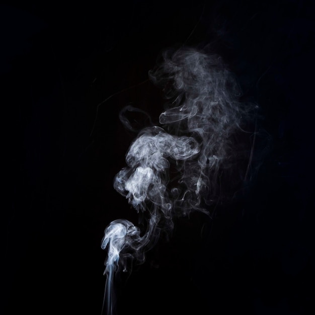 Movement of white smoke on black background with copy space for writing the text