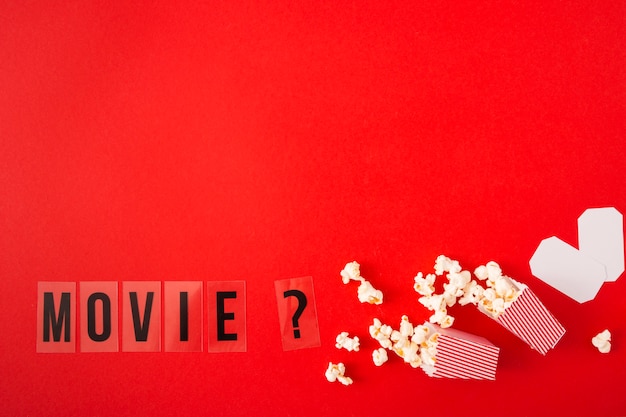 Movie lettering on red background with copy space