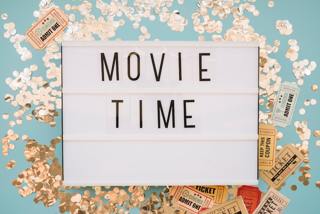 Movie sign with confetti