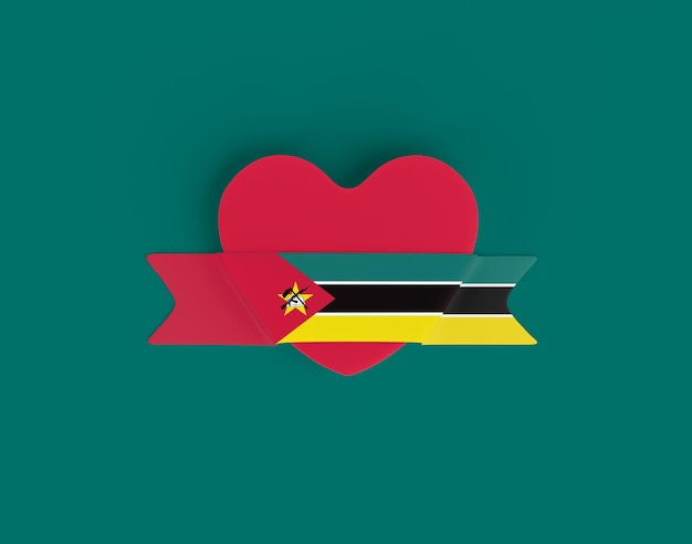 Mozambique Flag Heart Banner