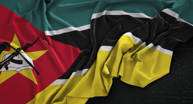 暗い背景にレンダリングされたモザンビークの旗3Dレンダリング