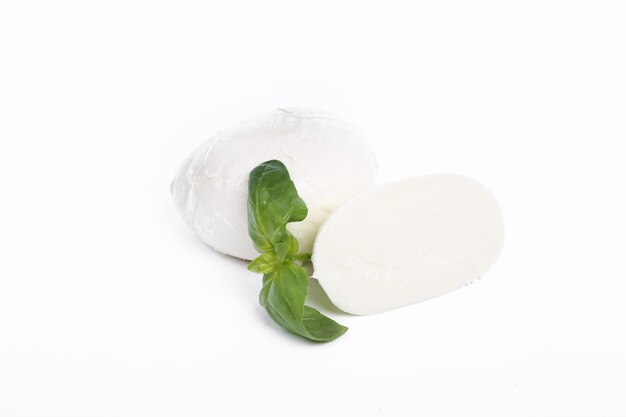 Mozzarella with basil leaves