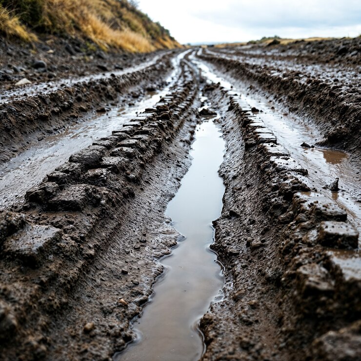 Free Photo muddy road ahead
