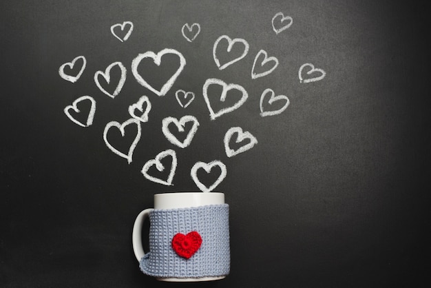 Mug and chalk hearts