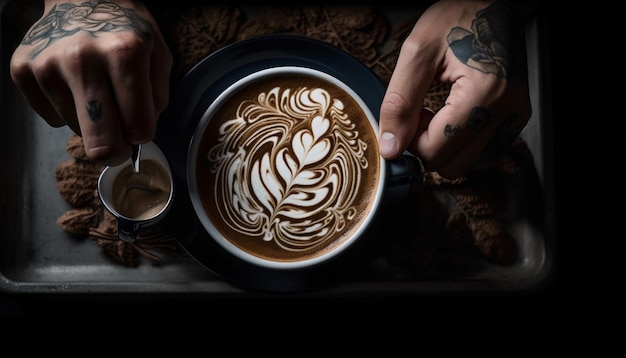 Free photo mug of mocha with frothy foam art generated by ai