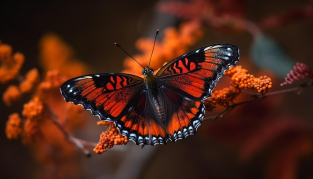 Free photo multi colored butterfly wing showcases natural beauty outdoors generated by ai