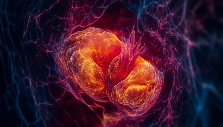 Free Photo multi colored cancer cell pattern in high scale magnification generated by ai