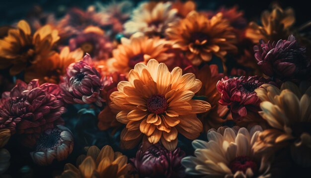 A multi colored dahlia beauty in nature variation generated by AI