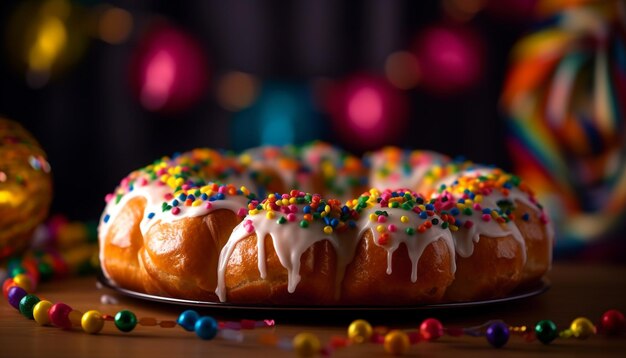 Foto gratuita tavolo da dessert multicolore con pasticcini da forno gourmet ia generativa