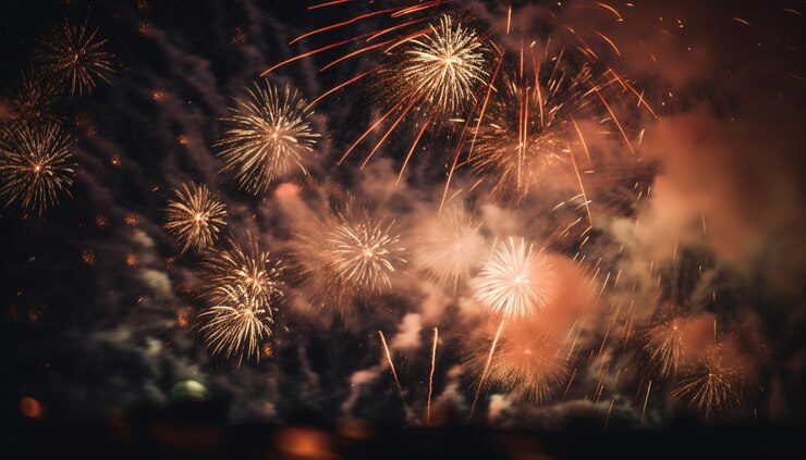 Free Photo multi colored fireworks exploding in vibrant celebration generated by ai