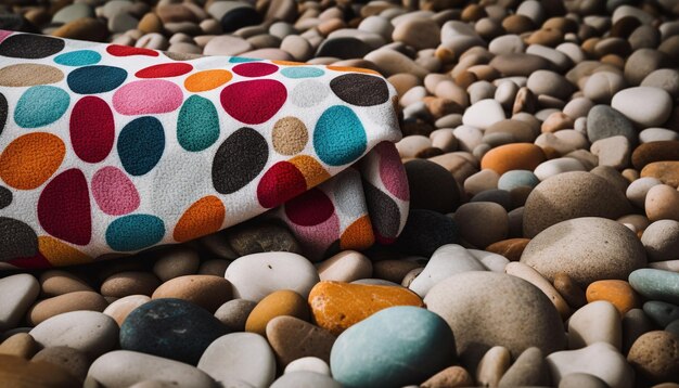 Free photo multi colored pebble stack beauty in nature circle generated by ai