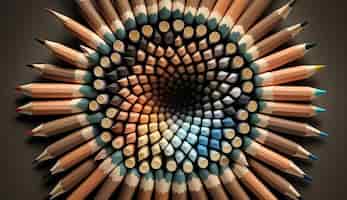 Бесплатное фото Разноцветные карандаши на деревянном фоне творческий образовательный материал генеративный ai